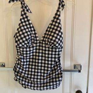 Black & White Gingham Swimsuit Top, Size M